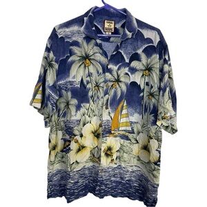 Tommy Bahama 100% Silk Tropical Hawaiian Button Down Casual Shirt Mens Medium